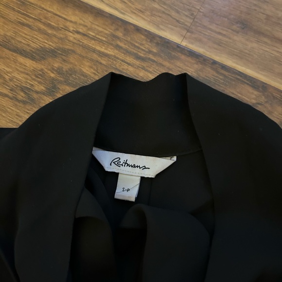 Reitmans Size Small Black Blouse With Neck Tie - Picture 3 of 4